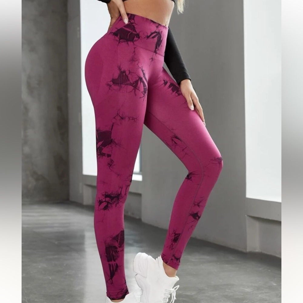 Seamless Wideband waist tie-dye sports leggings